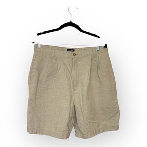 Dockers Khaki Pleated Linen Blend Shorts 7" Inseam Vintage Men’s 34